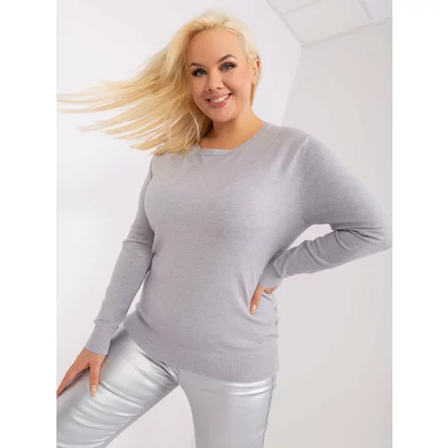 Fashion Hunters Grey plain sweater in a larger size with long sleeves