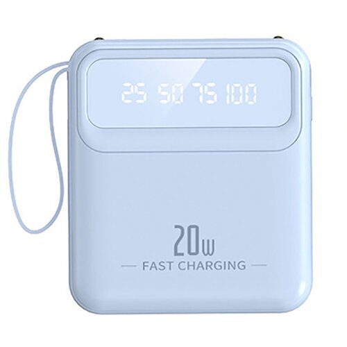 Avizar Baterija PowerBank 10000mAh 20W z LED zaslonom / svetilko / kompaktnimi kabli, Modra, (5000017398) Cene