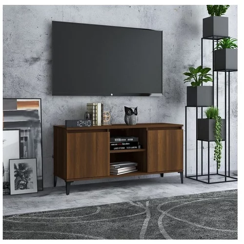  TV omarica s kovinskimi nogami rjavi hrast 103,5x35x50 cm