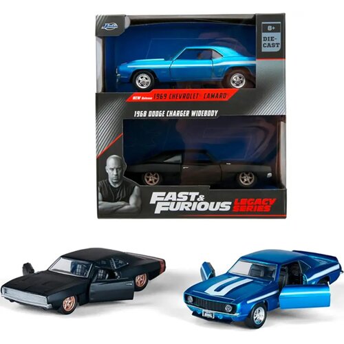 Jada Toys Hitri in drzni: 1969 Chevrolet Camaro in 1968 Dodge Charger Widebody 2-delni paket 1/32 merilo - Cene