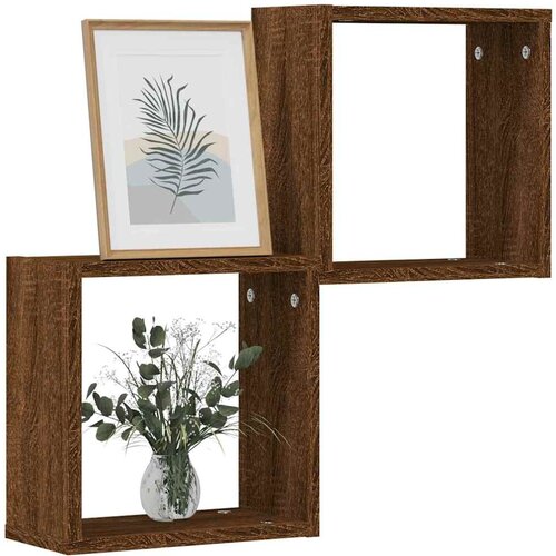 vidaXL Stenske police kockaste 2 kosa rjavi hrast 30x15x30 cm Cene