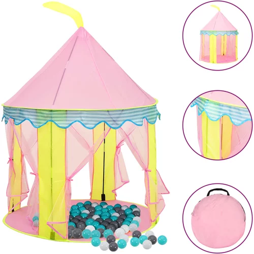  Dječji šator za igru s 250 loptica ružičasti 100 x 100 x 127 cm