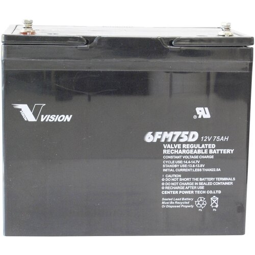 Vision Akkus 6FM75DX svinčeni akumulator 12 V 75 Ah svinčevo-koprenast (&amp;Scaron; x V x G) 258 x 215 x 166 mm M6-vijačni priklop brez vzdrževanja, obstojnostni cikel, (20437083) Slike