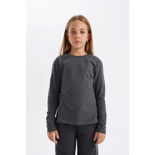 Defacto Girl's Crew Neck Long Sleeve School T-Shirt