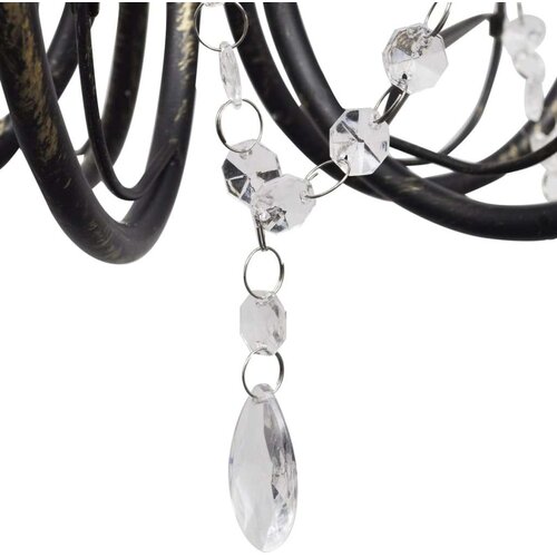  Luster s kristalnim perlama Art Noveau metalni crni 3X E14 svjetiljke Slike
