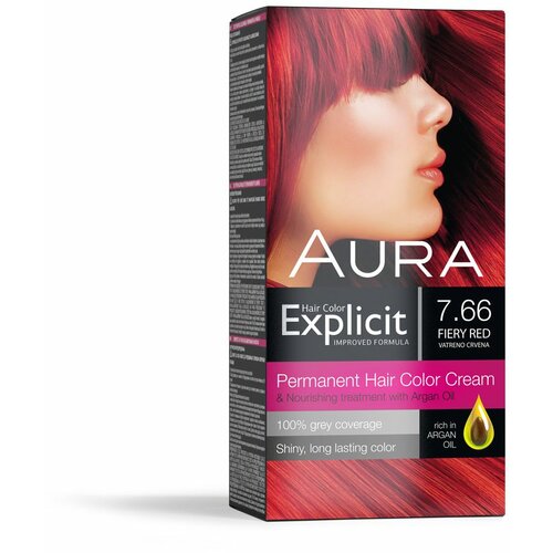 Aura set za trajno bojenje kose explicit 7.66 feiry red / vatreno crvena Slike