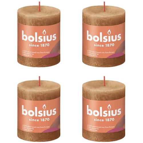 Bolsius rustične debele svijeće Shine 4 kom 80 x 68 mm smeđe Slike