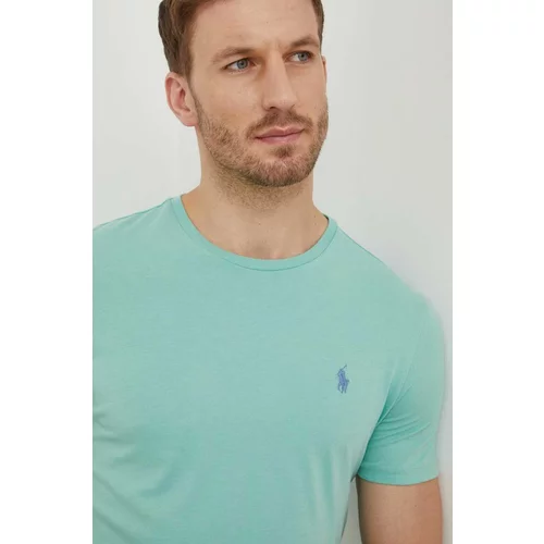 Polo Ralph Lauren Pamučna majica za muškarce, boja: zelena, bez uzorka