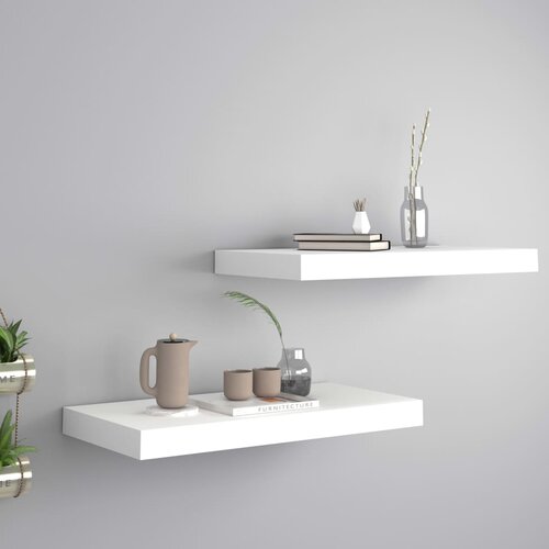 VidaXL Stenske police 2 kosa bele 50x23x3,8 cm MDF Slike
