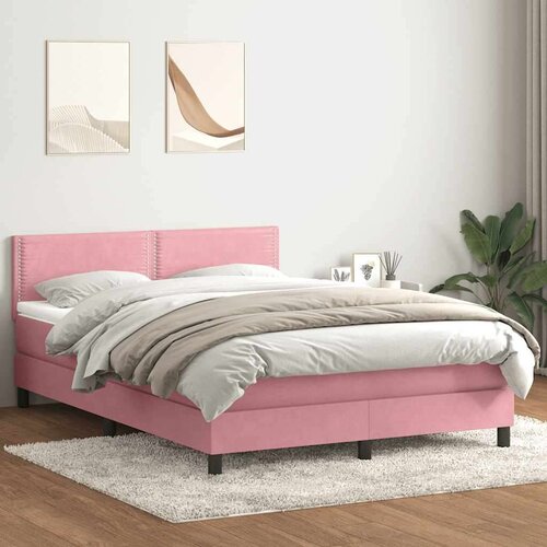 Box spring postelja z vzmetnico roza 160x220 cm žamet, (21791124) Cene