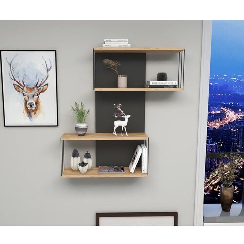 Kalune Design Stenska polica Lenor (Antracit/Hrast) Slike