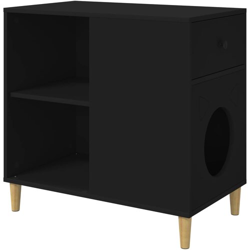 vidaXL Mačja hi&scaron;a Črna 72 x 42.5 x 70 cm Konstruiran les, (5000111107) Cene
