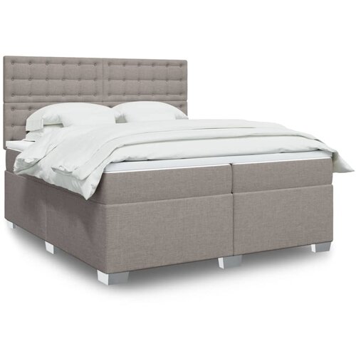 vidaXL Box spring postelja z vzmetnico taupe 200x200 cm blago, (21302337) Cene