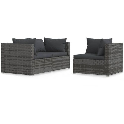 Maison Chic Seti vrtnega pohištva - Vrtna garnitura - Vrtni pohištvo set 3-delna z blazinami siv poli ratan, (21810025) Cene