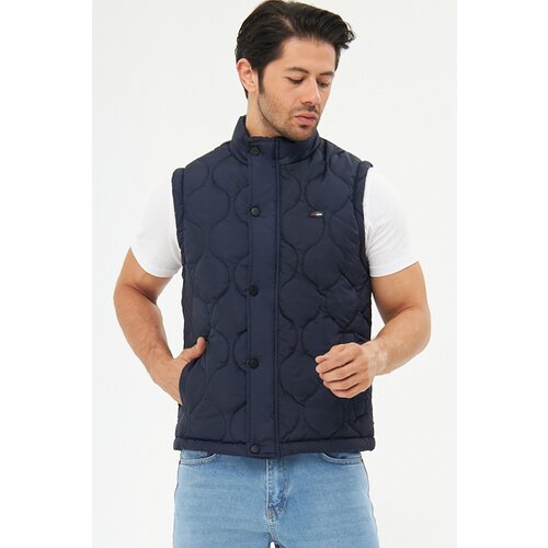 D1fference Men's Waterproof And Windproof Onion Pattern Quilted Navy Blue Vest. Slike
