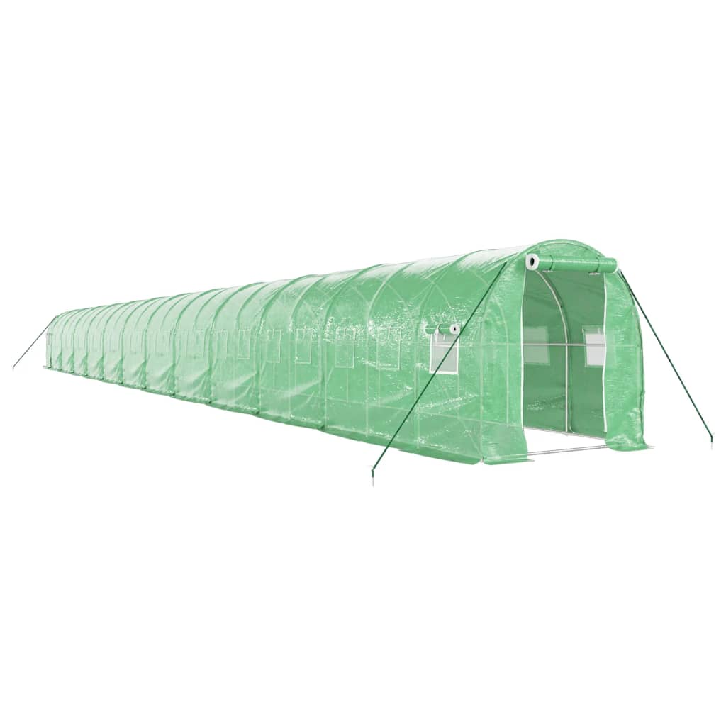  Staklenik s čeličnim okvirom zeleni 48 m&amp;sup2; 24 x 2 x 2 m Slike