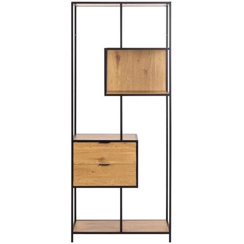 Actona Črn/v naravni barvi regal v hrastovem dekorju 77x185x35 cm Seaford &ndash; Cene