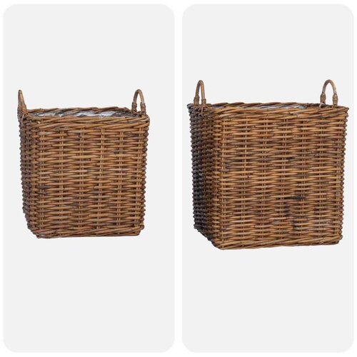  Ko&amp;scaron;arica za saksije s pohranom 2 pcs Smeđa Lacak Ratan - Smeđa Slike