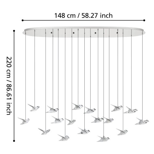 Eglo 390403 - led prigu&amp;scaron;iva luster na kablu paratebueno 17xLED/3W/230V hrom Slike