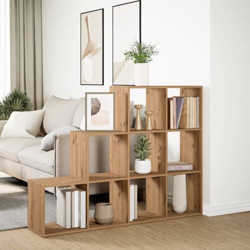  Pregrada/regal za knjige 3 razina hrast 137,5x29x103,5cm drveni Slike