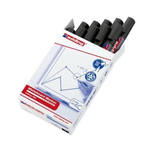 Edding Marker za belu tablu E-360 1,5-3mm, zaobljeni, pak. sa 10 kom. crna Slike