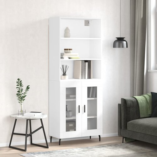 vidaXL Visoka omara bela 69,5x34x180 cm inženirski les Cene