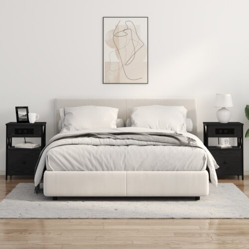 vidaXL Nočne omarice 2 pcs Črni hrast 40 x 31 x 60 cm Konstruiran les Cene