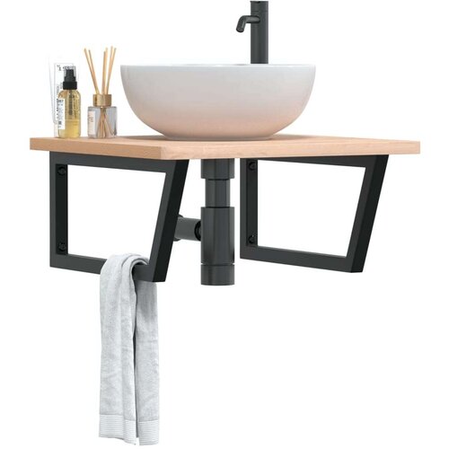  Nosači polica za Lavabo - Umivaonik 2 kom crni trapezni čelični Slike