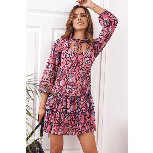 Fasardi Casual pink dress with flounces Slike