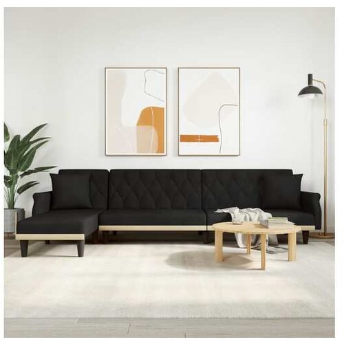 vidaXL Raztegljiv kavč L oblike črn 271x140x70 cm žamet Cene