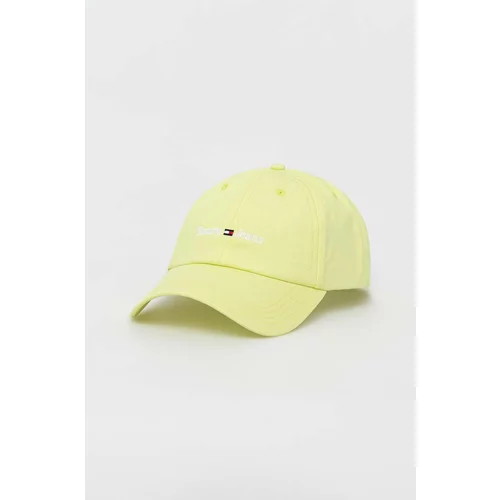 Tommy Jeans Pamučna kapa sa šiltom boja: žuta, s aplikacijom