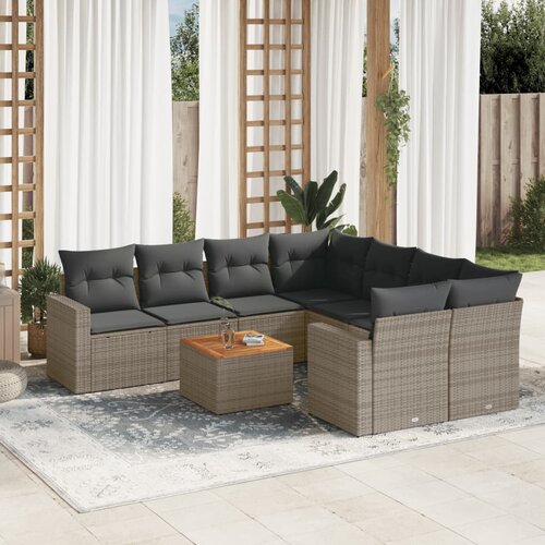 vidaXL 9-dijelni set vrtnih sofa od poliratana s jastucima sivi Cijene