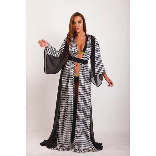 DEVI COLLECTION Ženski kaftan Anna crno-beli Cene