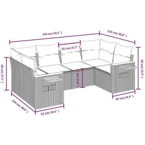 vidaXL 6-dijelni set vrtnih sofa od poliratana s jastucima sivi Cijene
