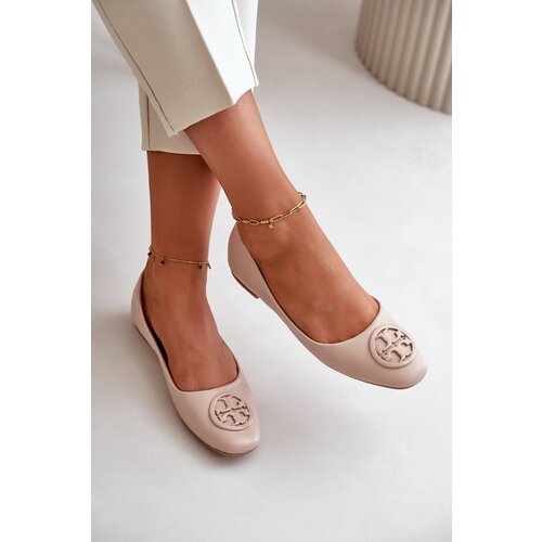 Kesi Women&amp;#039;s ballet flats with eco-leather beige rhodike decoration Slike