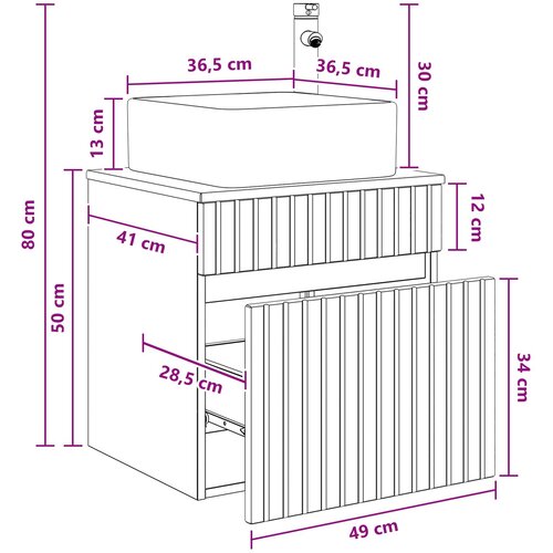  Umivaonik s policom za zid Betonska siva 49 x 41 x 63 cm Slike