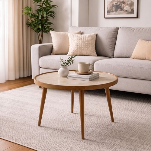 Hanah home klub sto Polen 80, 80 cm, orah / travertin Cene