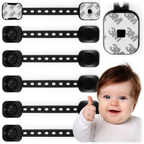 Ricokids Cabinet Safety Device Set - 6 Black Childproofing Locks for Furniture, (21740518) Cene