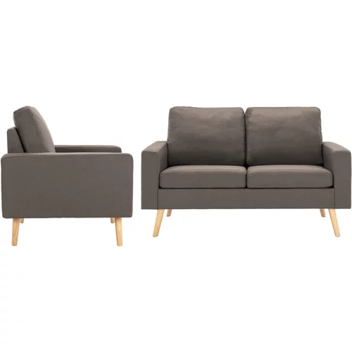  2-dijelni set sofa od tkanine smeđe-sivi