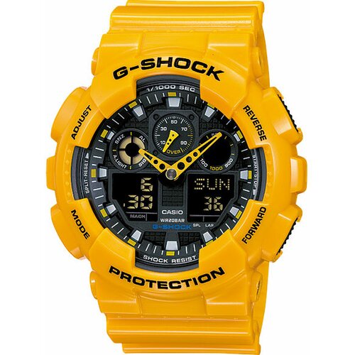 G-shock muški digitalni sat GA-100A-9A žuti Slike