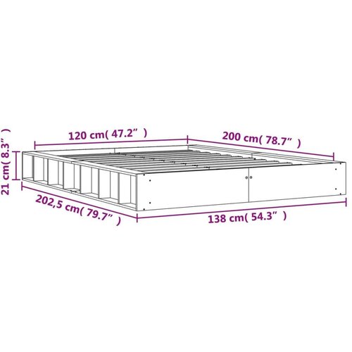 vidaXL Posteljni okvir voščeno rjav 120x200 cm trdna borovina Cene