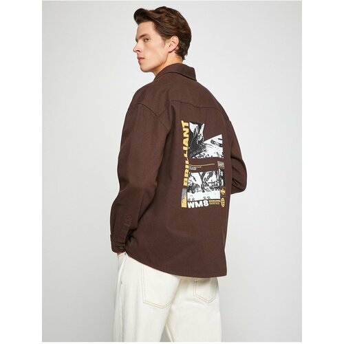 Koton Basic Shirt Jacket with Slogan Printed, Pocket Detailed and Snap fastener. Slike