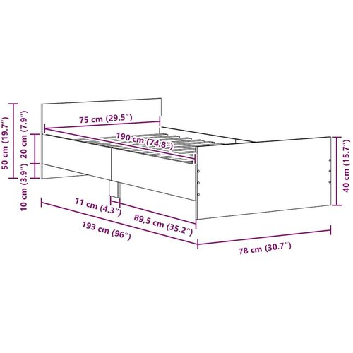  Okvir kreveta bez madraca staro drvo 75x190 cm Slike