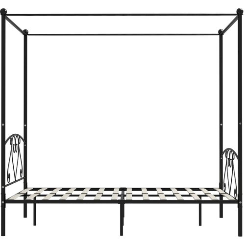  Okvir za krevet s nadstre&amp;scaron;nicom crni metalni 160 x 200 cm Slike