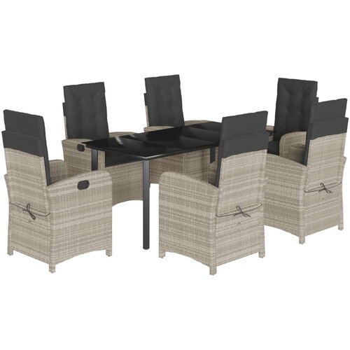 vidaXL 7-dijelni vrtni blagovaonski set od poliratana s jastucima sivi Cijene