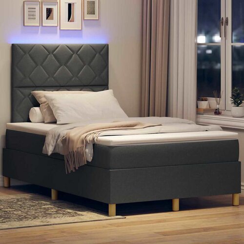  LED Box Spring Krevet Tamno siva 120 x 200 cm tkanina Slike