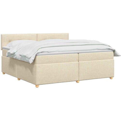  Boxspring krevet s madracem Krem 200 x 200 cm Tkanina Slike