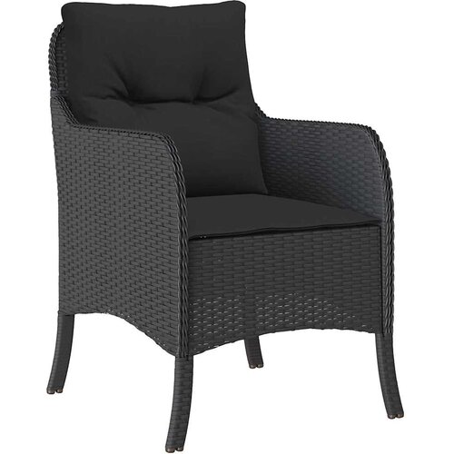  5-dijelni vrtni blagovaonski set s jastucima od poliratana crni Crna 150 cm table length Slike