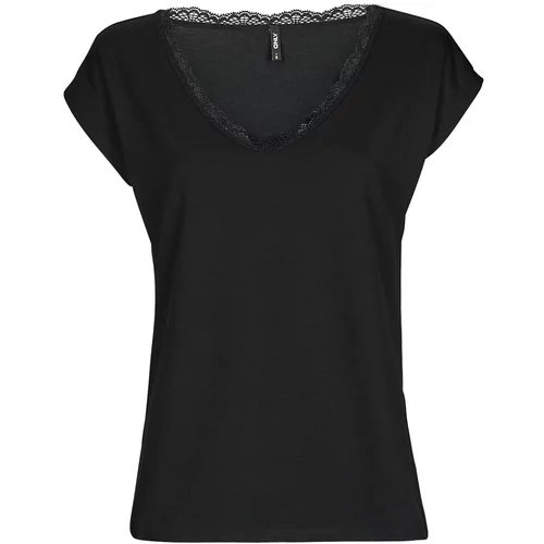 Only ONLMOSTER S/S LACE V-NECK TOP CS JRS Crna