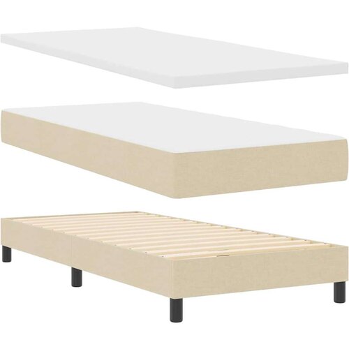 VidaXL Boxspring krevet s madracem Krema 90 x 190 cm tkanina Slike